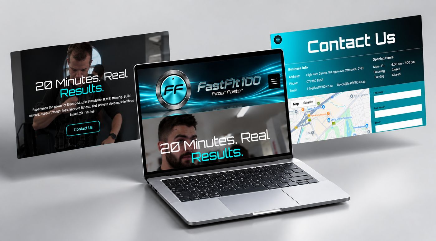 FastFit100 website — EMS training studio, designed by Deo Centric