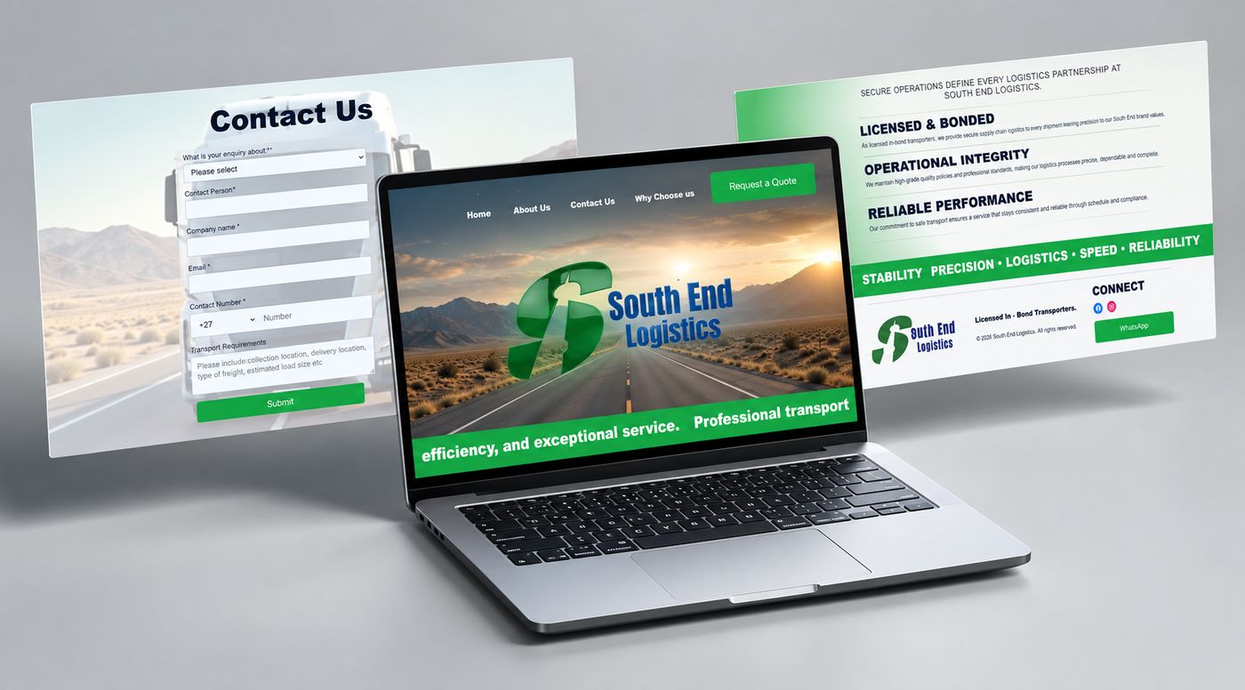 South End Logistics website — transport company, designed by Deo Centric